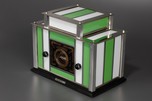 Radio-Glo Stained Glass + Chrome Radio in Green with White - Stunning